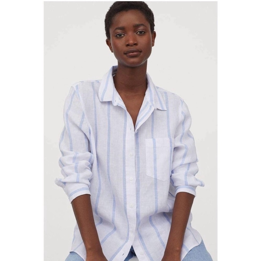 100% Linen Premium Striped Shirt H&M